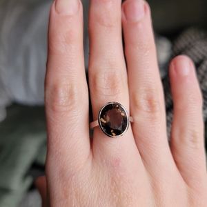 NEW Genuine Smokey Quartz 925 Sterling Silver Ring 💍